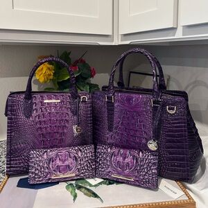 Brahmin Ultraviolet Small Caroline, Finley and two Ady wallets